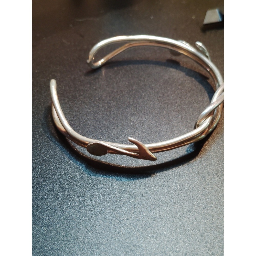 Very Nice Sterling Silver Open Cuff Bracelet With Music Notes On Sides Unmarked